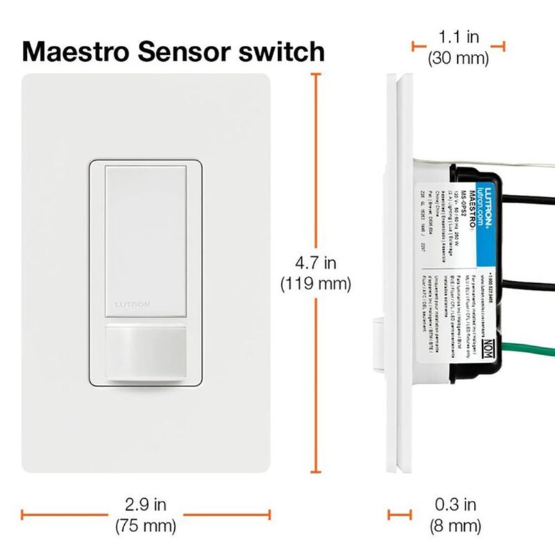 Lutron Maestro Occupancy 5 amps Single Pole Motion Sensor Triple Combination Switch White