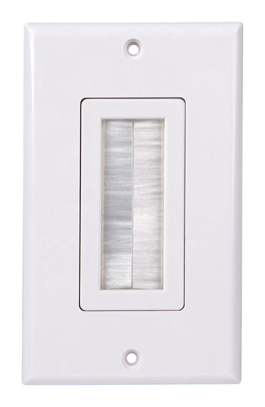Monster Just Hook It Up White 1 gang Plastic Home Theater Brush Wall Plate