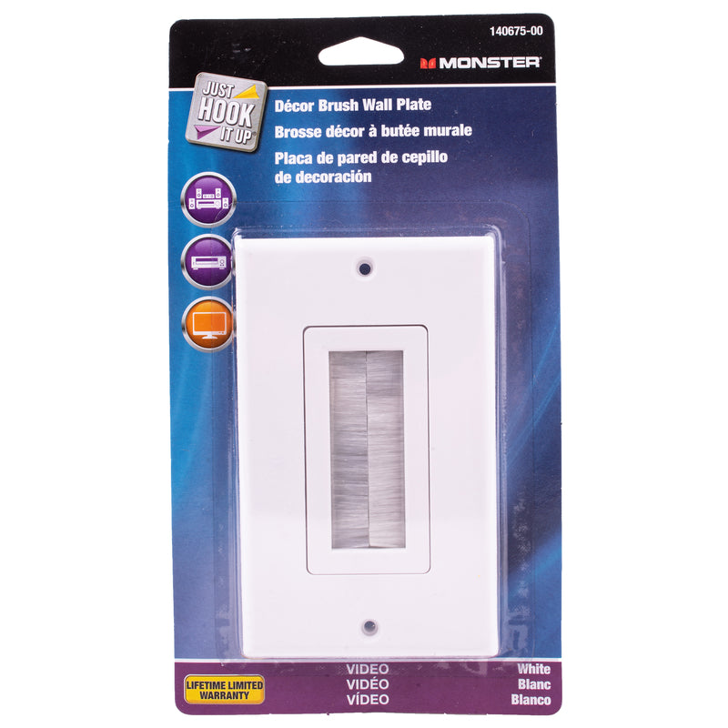 Monster Just Hook It Up White 1 gang Plastic Home Theater Brush Wall Plate