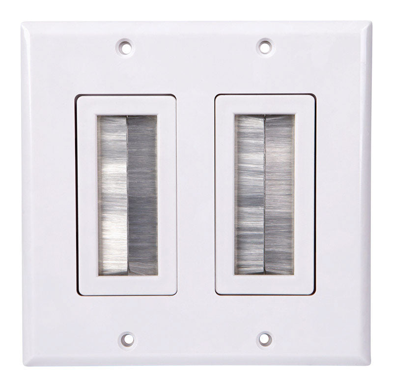 Monster Just Hook It Up White 2 gang Plastic Home Theater Brush Wall Plate