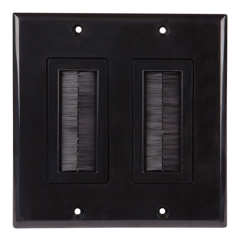 Monster Just Hook It Up Black 2 gang Plastic Home Theater Brush Wall Plate