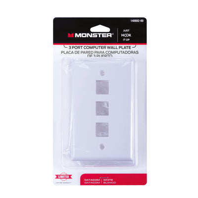 Monster Just Hook It Up White 3 gang Plastic Keystone Wall Plate