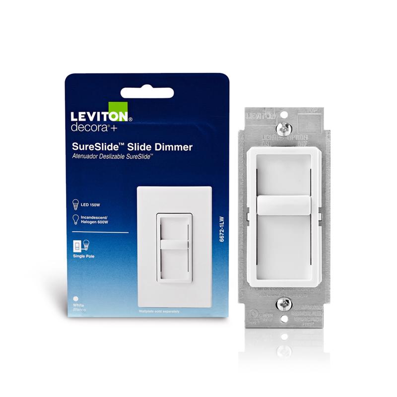 Leviton Decora SureSlide White 600 W Slide Dimmer Switch