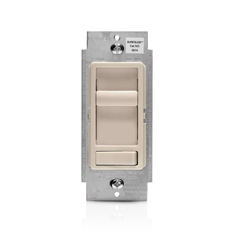 Leviton SureSlide Light Almond 600 W Preset Slide Dimmer Switch