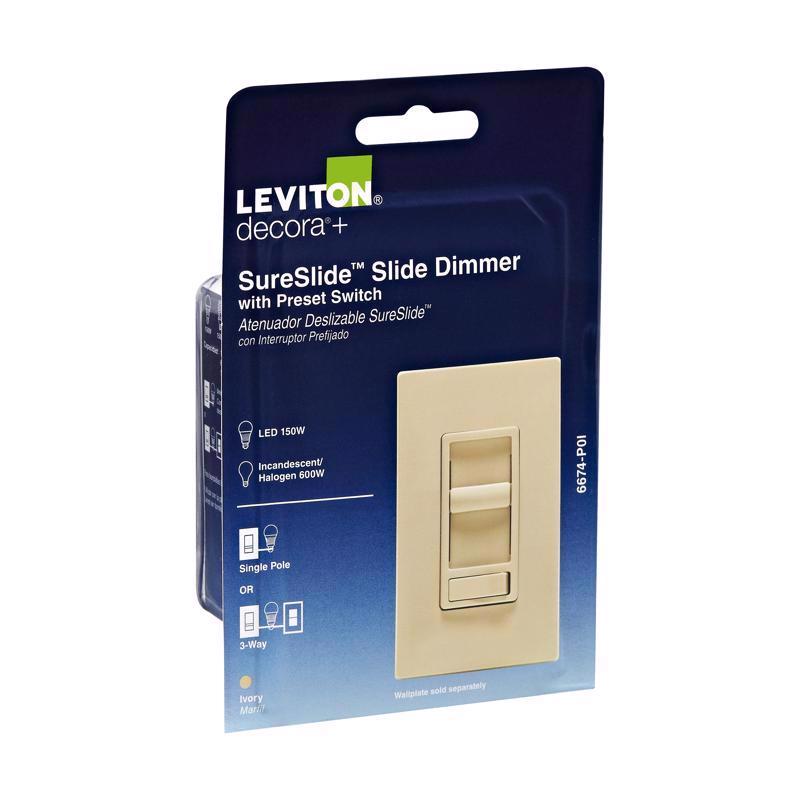Leviton SureSlide Ivory 600 W Preset Slide Dimmer Switch