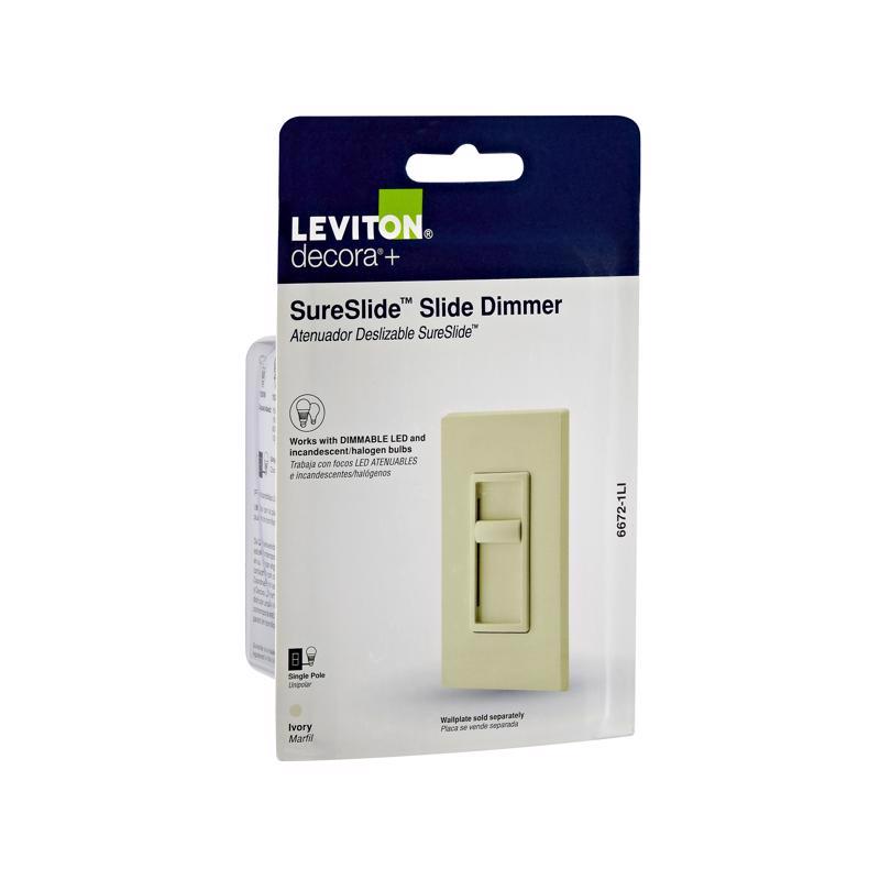Leviton Decora SureSlide Ivory 600 W Slide Dimmer Switch