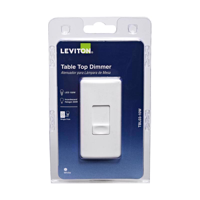 Leviton White 150/300 W Plug-In Dimmer Slide Switch