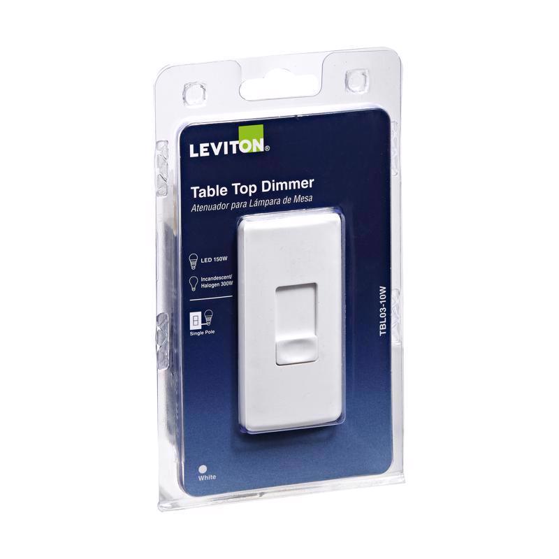 Leviton White 150/300 W Plug-In Dimmer Slide Switch