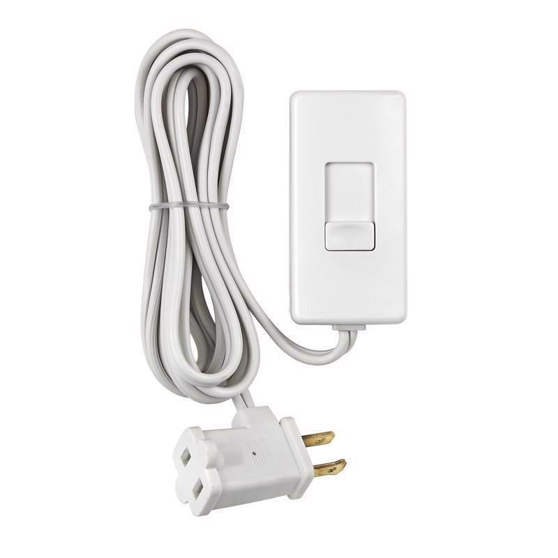 Leviton White 150/300 W Plug-In Dimmer Slide Switch