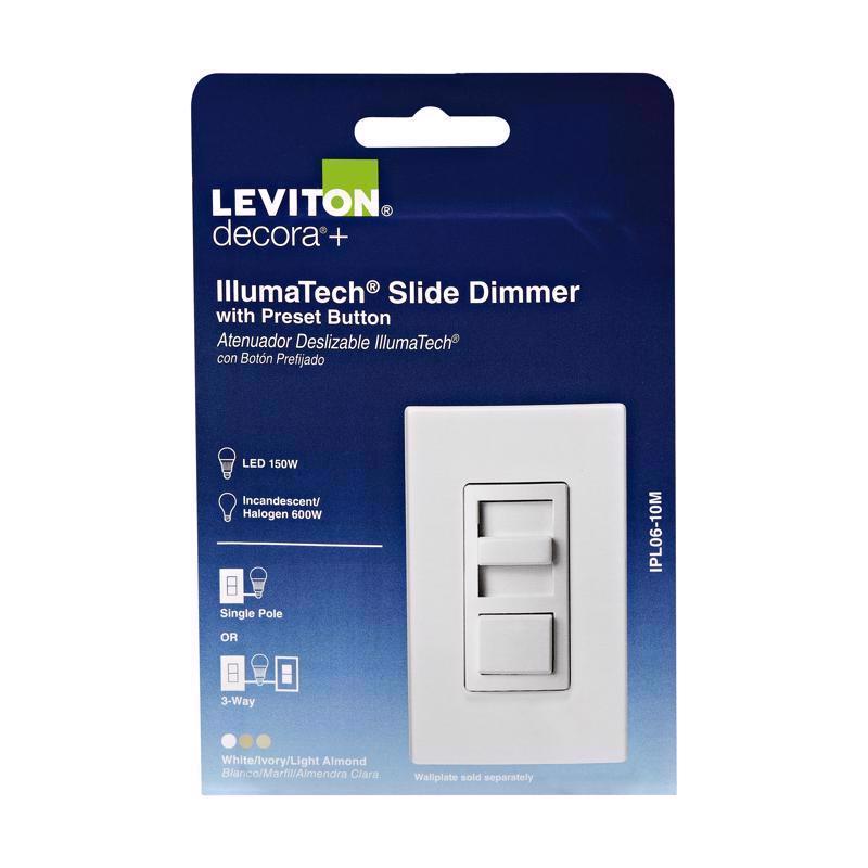Leviton IllumaTech White 600 W Slide Dimmer Switch