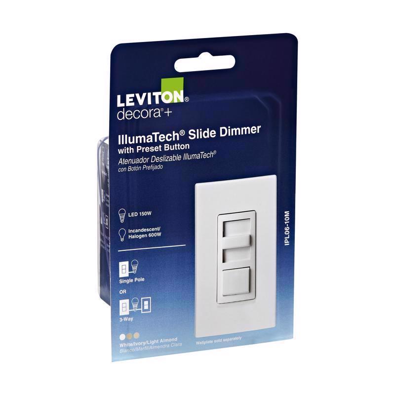 Leviton IllumaTech White 600 W Slide Dimmer Switch