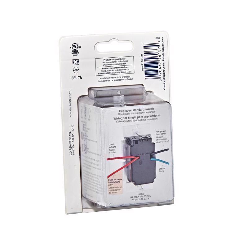 Leviton IllumaTech White 600 W Slide Dimmer Switch