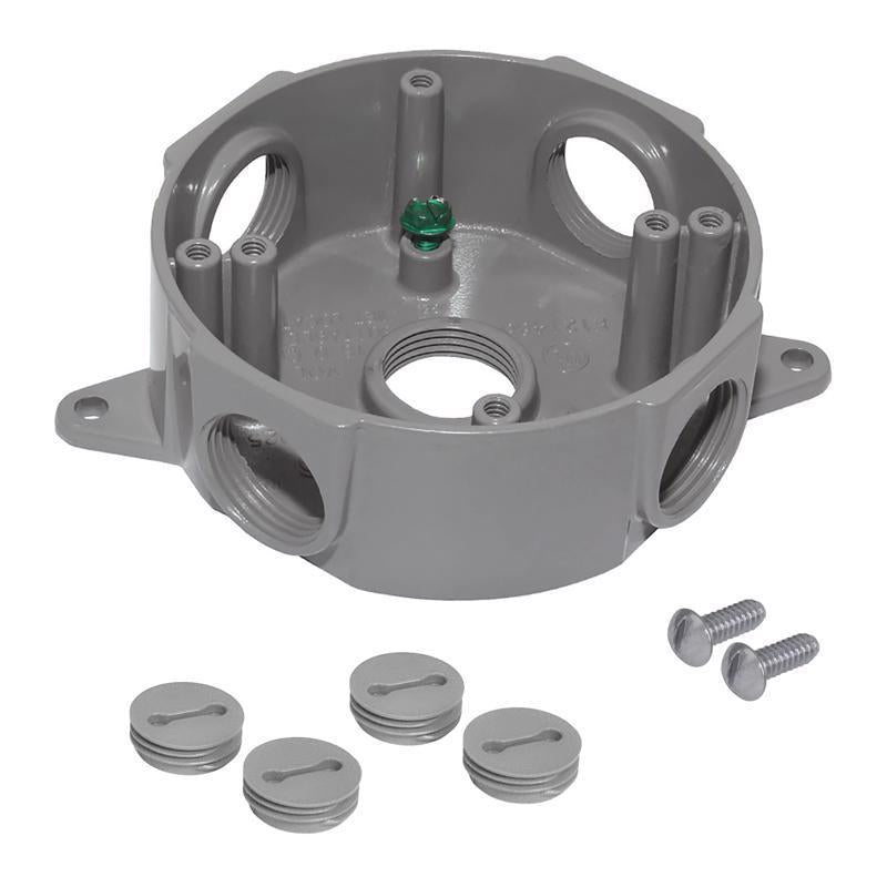 Sigma Electric New Work 16 cu in Round Die-Cast Metal Weatherproof Box Gray
