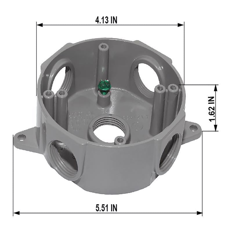 Sigma Electric New Work 16 cu in Round Die-Cast Metal Weatherproof Box Gray