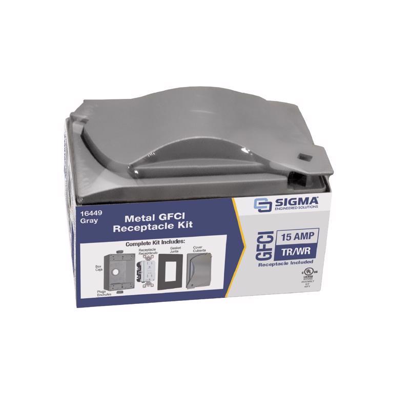 Sigma Electric Rectangle Die-Cast Metal 1 gang 4.58 in. H X 2.83 in. W GFCI Outlet Kit