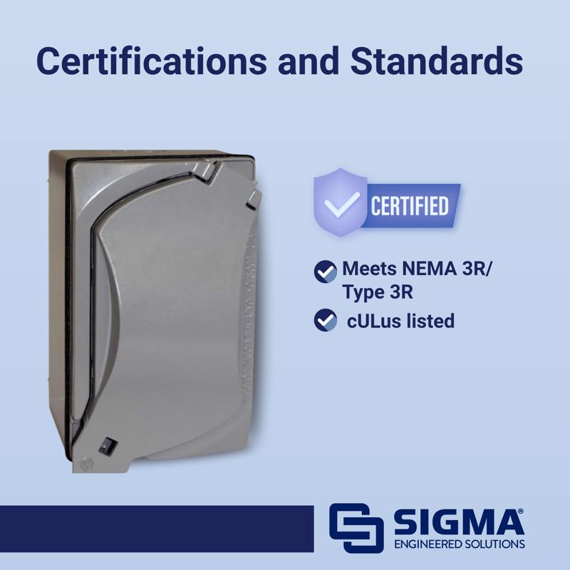 Sigma Electric Rectangle Die-Cast Metal 1 gang 4.58 in. H X 2.83 in. W GFCI Outlet Kit