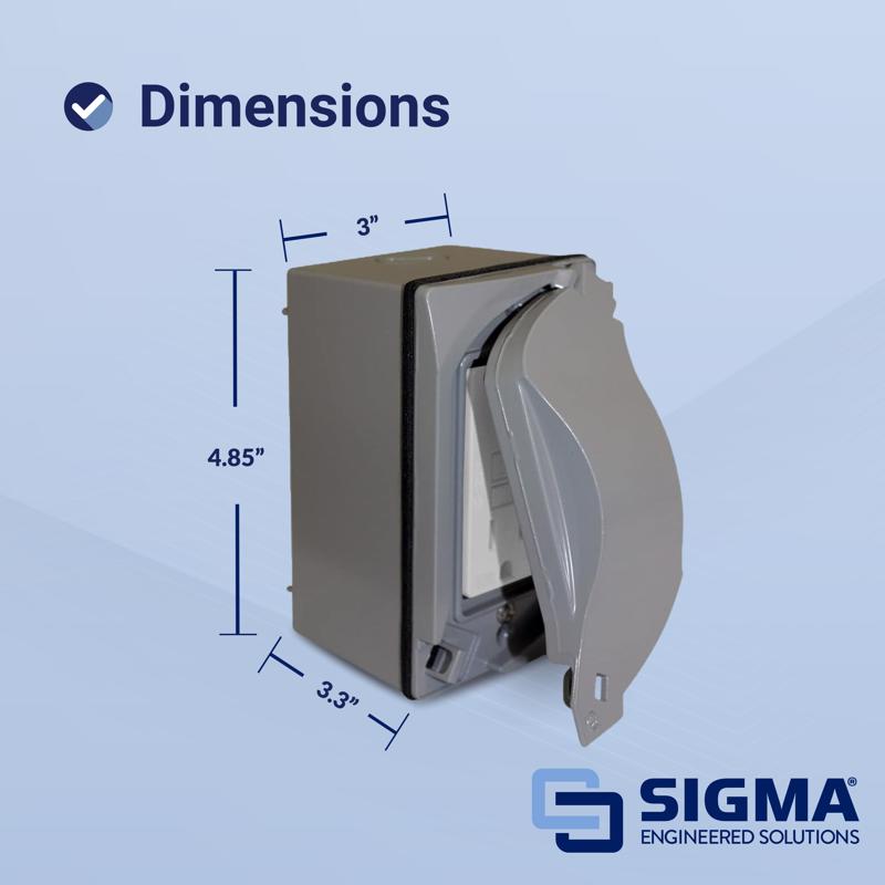 Sigma Electric Rectangle Die-Cast Metal 1 gang 4.58 in. H X 2.83 in. W GFCI Outlet Kit