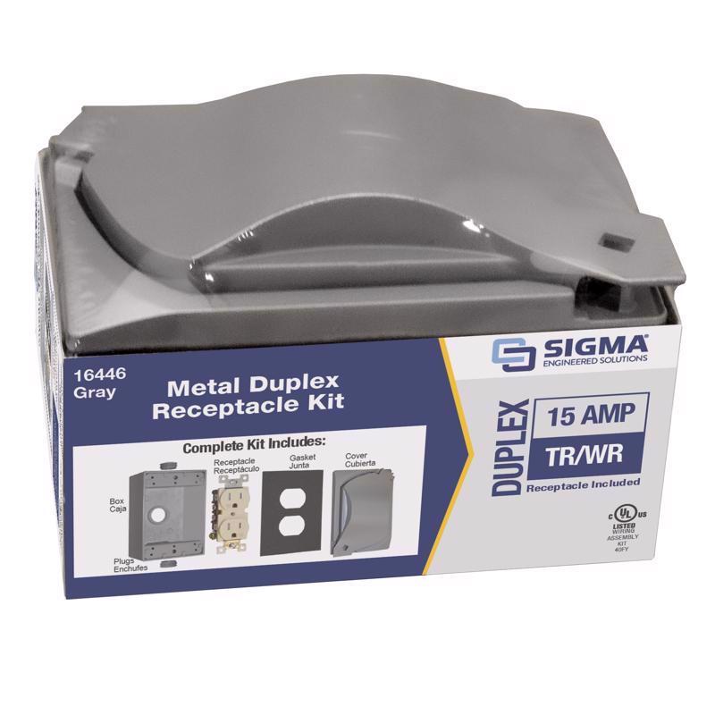 Sigma Electric Rectangle Die-Cast Metal 1 gang 4.58 in. H X 2.83 in. W Duplex Outlet Kit