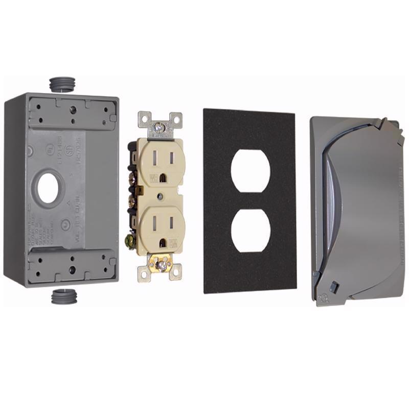 Sigma Electric Rectangle Die-Cast Metal 1 gang 4.58 in. H X 2.83 in. W Duplex Outlet Kit