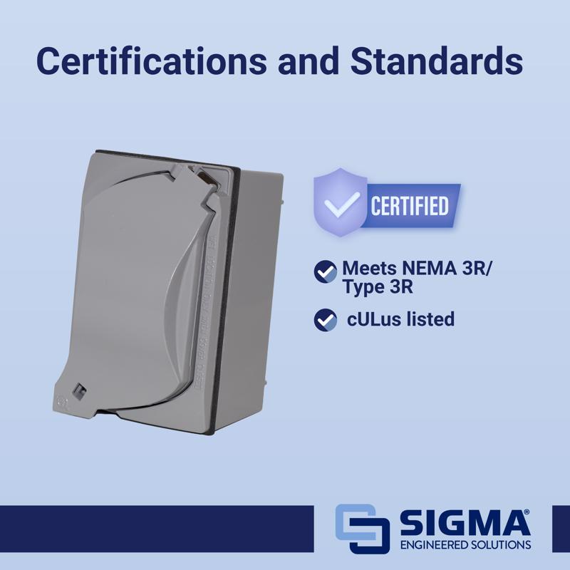 Sigma Electric Rectangle Die-Cast Metal 1 gang 4.58 in. H X 2.83 in. W Duplex Outlet Kit