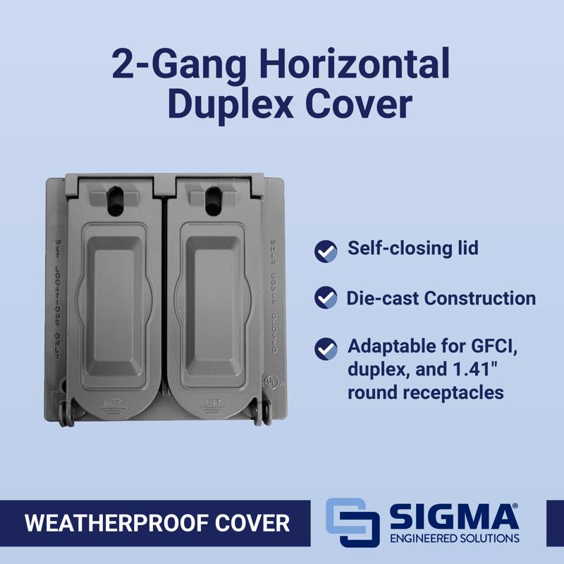 Sigma Electric Square Die-Cast Metal 2 gang 4.75 in. H X 4.75 in. W Universal Cover