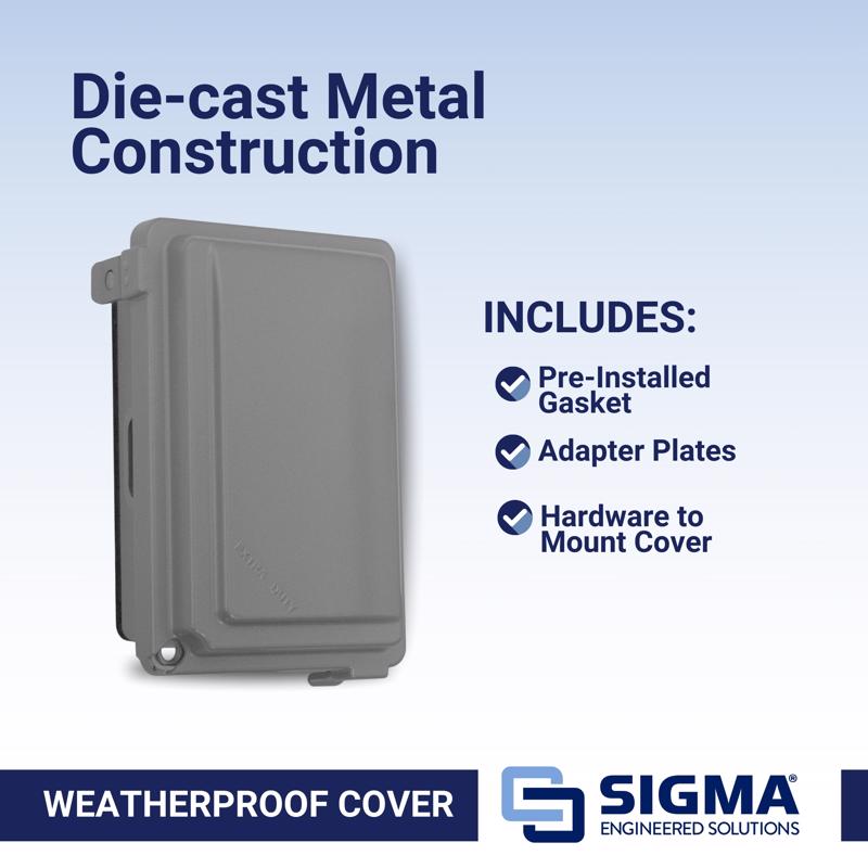 Sigma Electric Rectangle Die-Cast Metal 1 gang 5.98 in. H X 4.02 in. W Weatherproof Cover