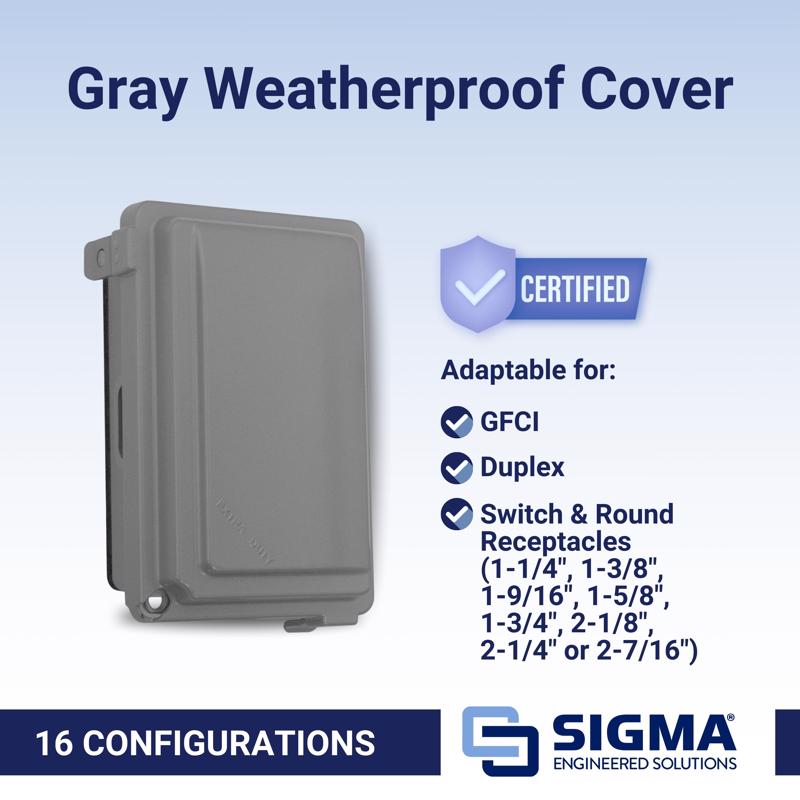 Sigma Electric Rectangle Die-Cast Metal 1 gang 5.98 in. H X 4.02 in. W Weatherproof Cover