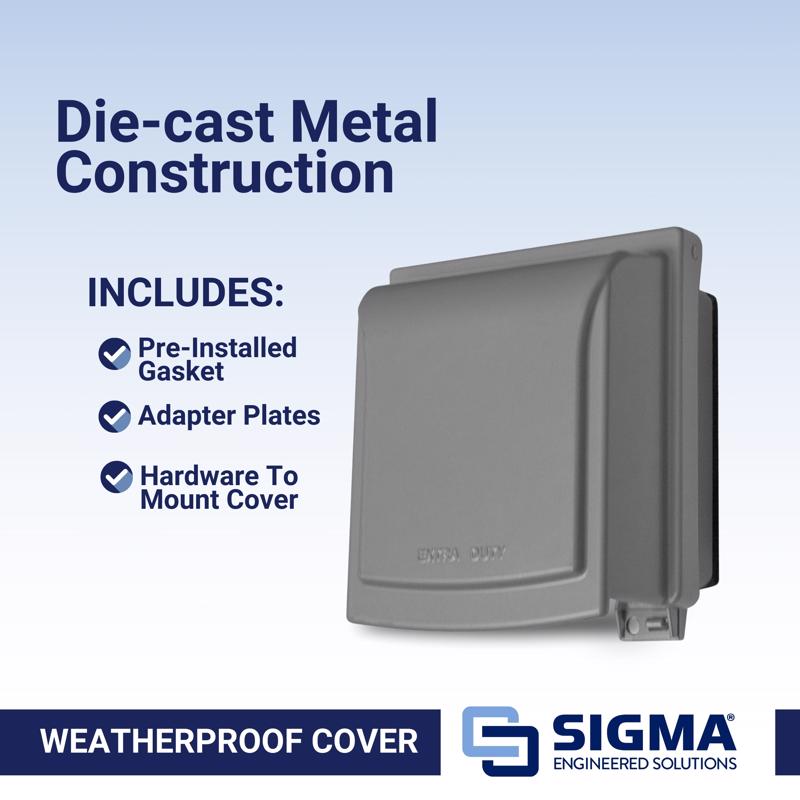 Sigma Electric Rectangle Die-Cast Metal 2 gang 6.02 in. H X 5.55 in. W Weatherproof Cover