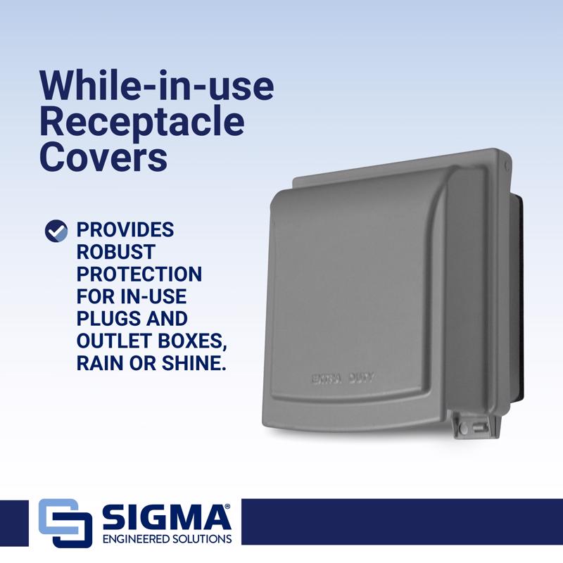 Sigma Electric Rectangle Die-Cast Metal 2 gang 6.02 in. H X 5.55 in. W Weatherproof Cover