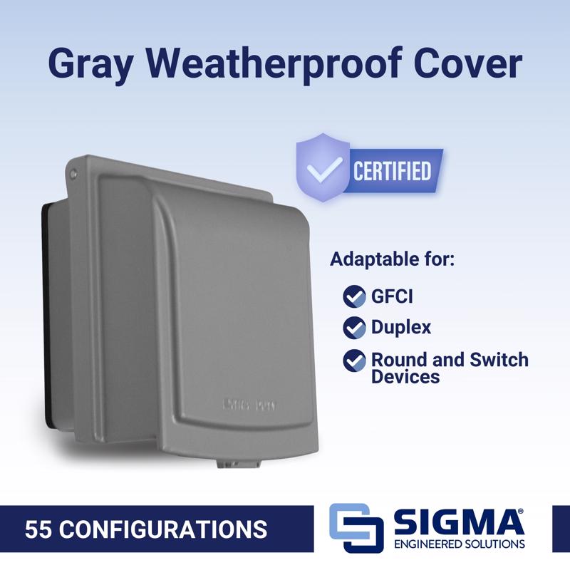 Sigma Electric Rectangle Die-Cast Metal 2 gang 6.02 in. H X 5.55 in. W Weatherproof Cover