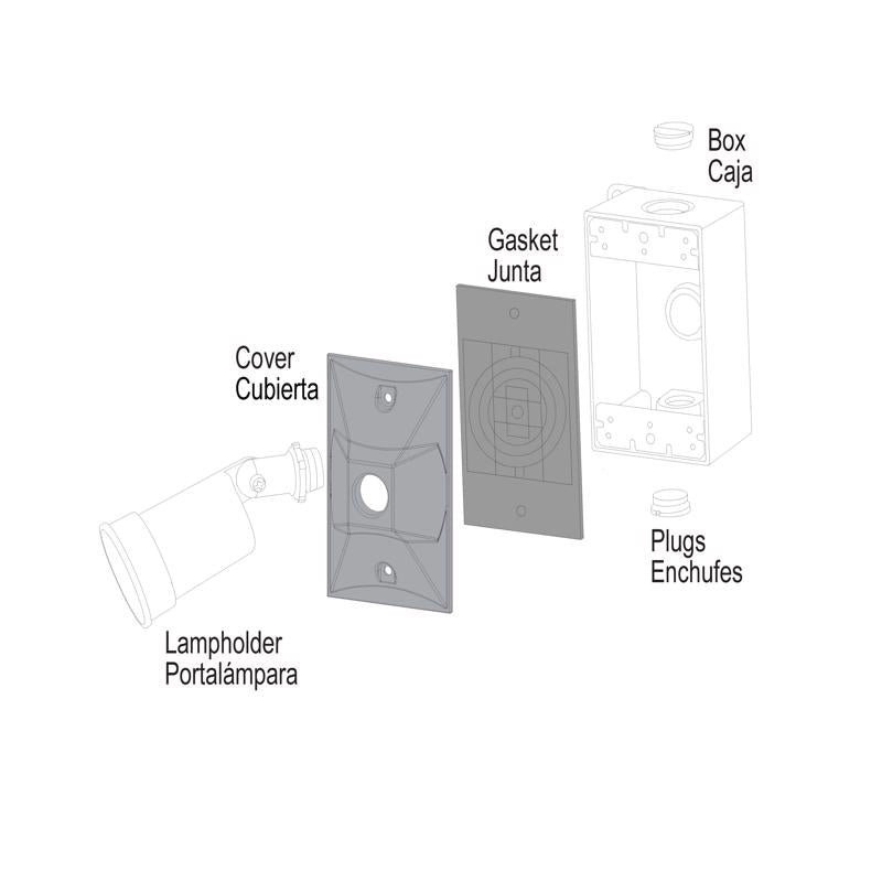 Sigma Electric Rectangle Die-Cast Metal 1 gang 4.61 in. H X 2.85 in. W Lampholder Cover