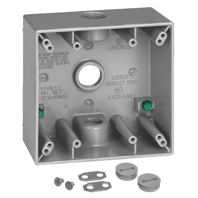Sigma Electric New Work 31 cu in Square Die-Cast Metal 2 gang Weatherproof Box Gray