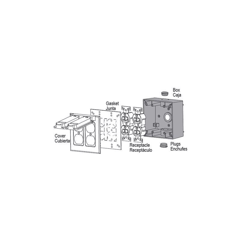 Sigma Electric New Work 31 cu in Square Die-Cast Metal 2 gang Weatherproof Box Gray