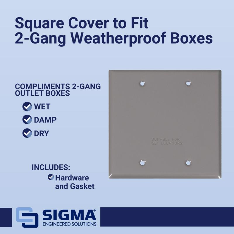 Sigma Electric Square Stamped Steel 2 gang 4.49 in. H X 4.49 in. W Flat Box Cover