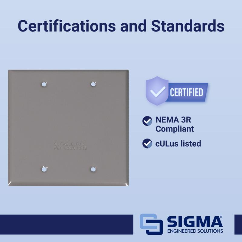 Sigma Electric Square Stamped Steel 2 gang 4.49 in. H X 4.49 in. W Flat Box Cover