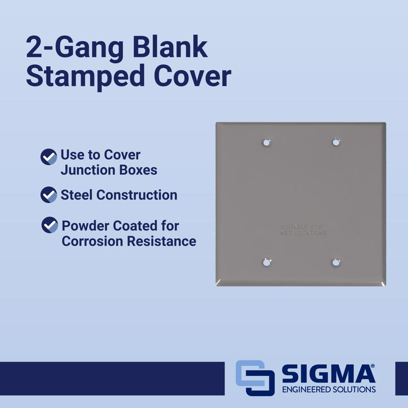 Sigma Electric Square Stamped Steel 2 gang 4.49 in. H X 4.49 in. W Flat Box Cover