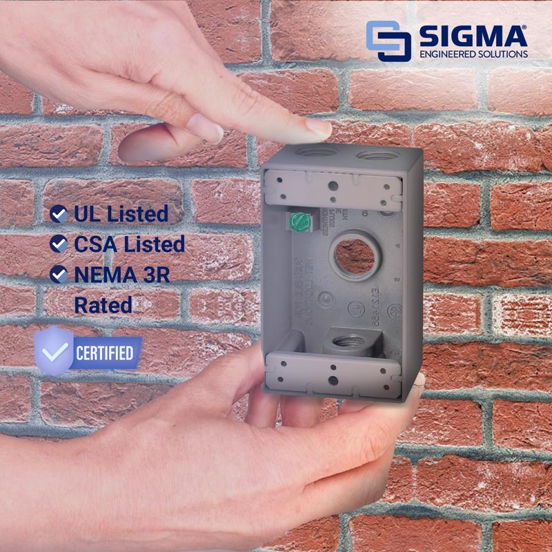 Sigma Electric New Work 18.3 cu in Rectangle Die-Cast Metal Weatherproof Box Gray