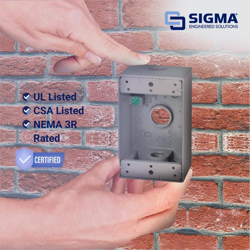 Sigma Electric New Work 18.3 cu in Rectangle Die-Cast Metal Weatherproof Box Gray