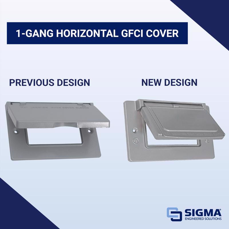 Sigma Electric Rectangle Die-Cast Metal 1 gang 2.83 in. H X 4.57 in. W Horizontal GFCI Cover