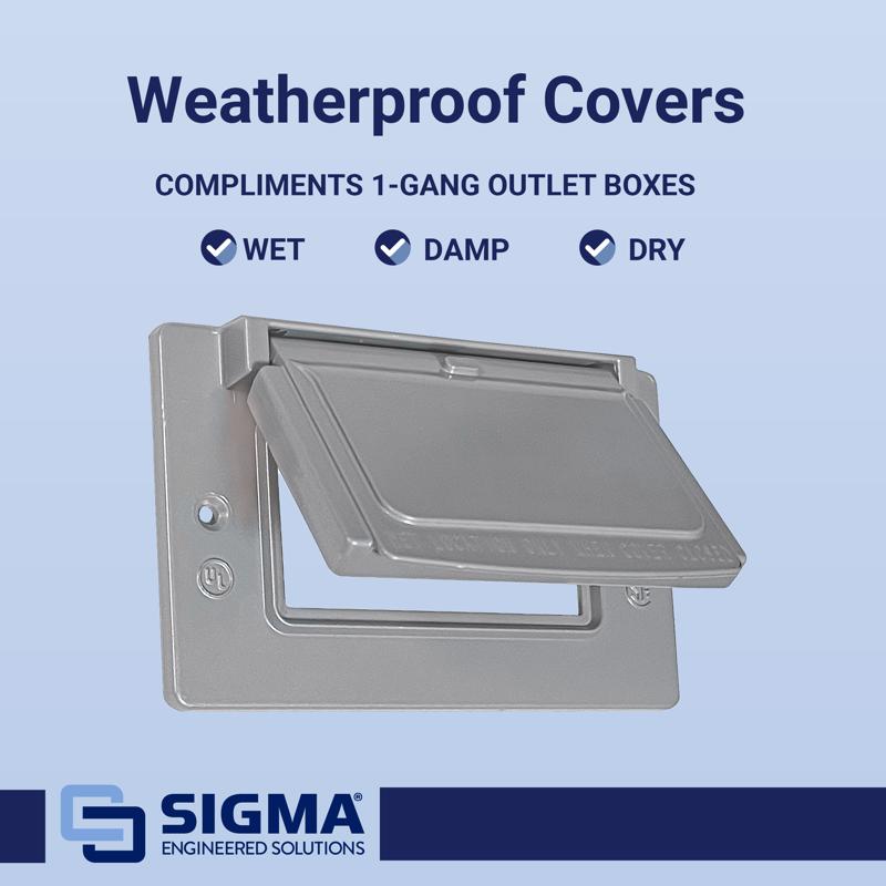 Sigma Electric Rectangle Die-Cast Metal 1 gang 2.83 in. H X 4.57 in. W Horizontal GFCI Cover