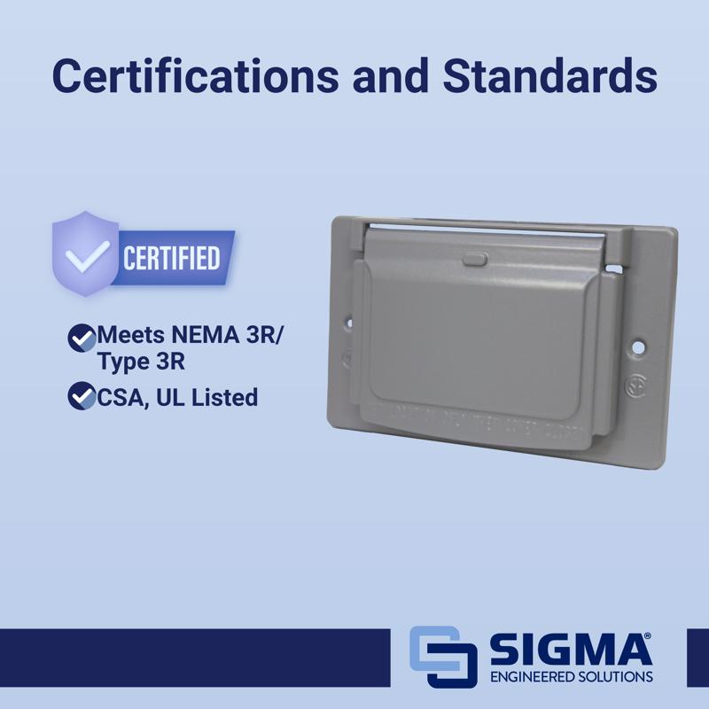 Sigma Electric Rectangle Die-Cast Metal 1 gang 2.83 in. H X 4.57 in. W Horizontal GFCI Cover
