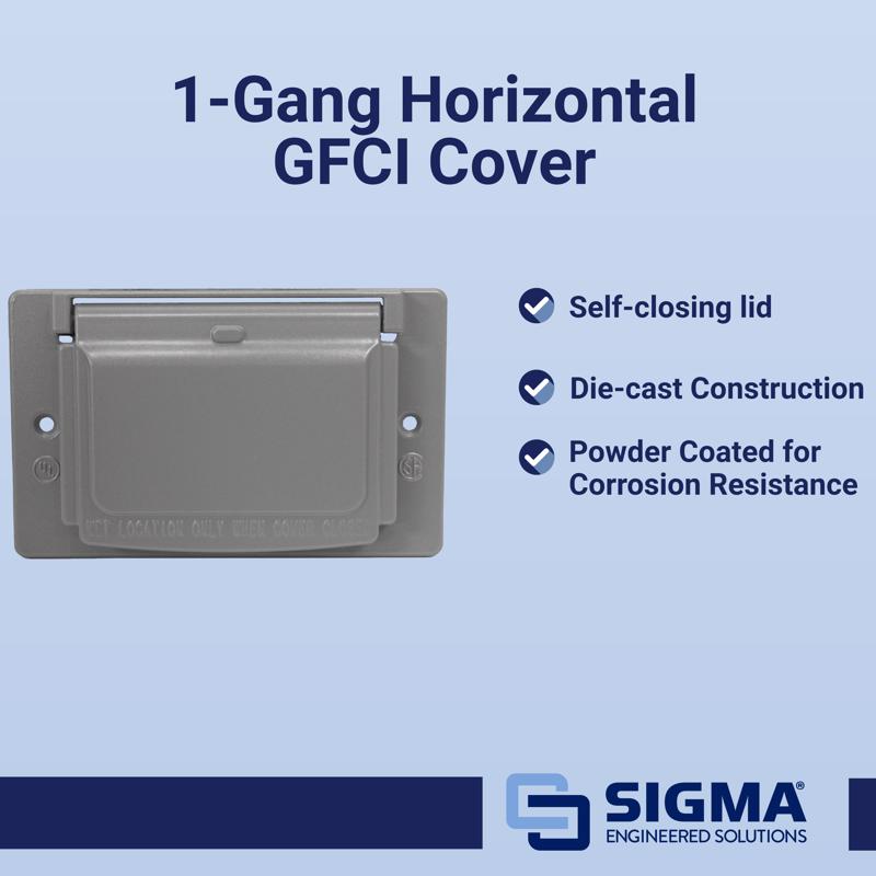 Sigma Electric Rectangle Die-Cast Metal 1 gang 2.83 in. H X 4.57 in. W Horizontal GFCI Cover