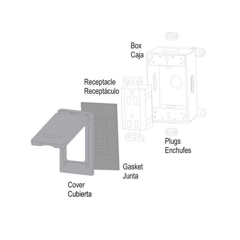 Sigma Electric Rectangle Die-Cast Metal 1 gang 4.57 in. H X 2.83 in. W Vertical GFCI Cover