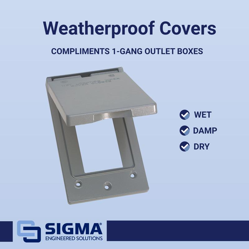 Sigma Electric Rectangle Die-Cast Metal 1 gang 4.57 in. H X 2.83 in. W Vertical GFCI Cover