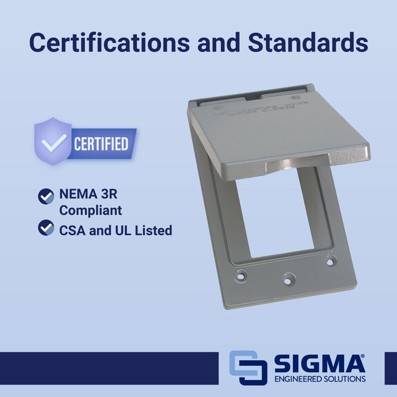 Sigma Electric Rectangle Die-Cast Metal 1 gang 4.57 in. H X 2.83 in. W Vertical GFCI Cover