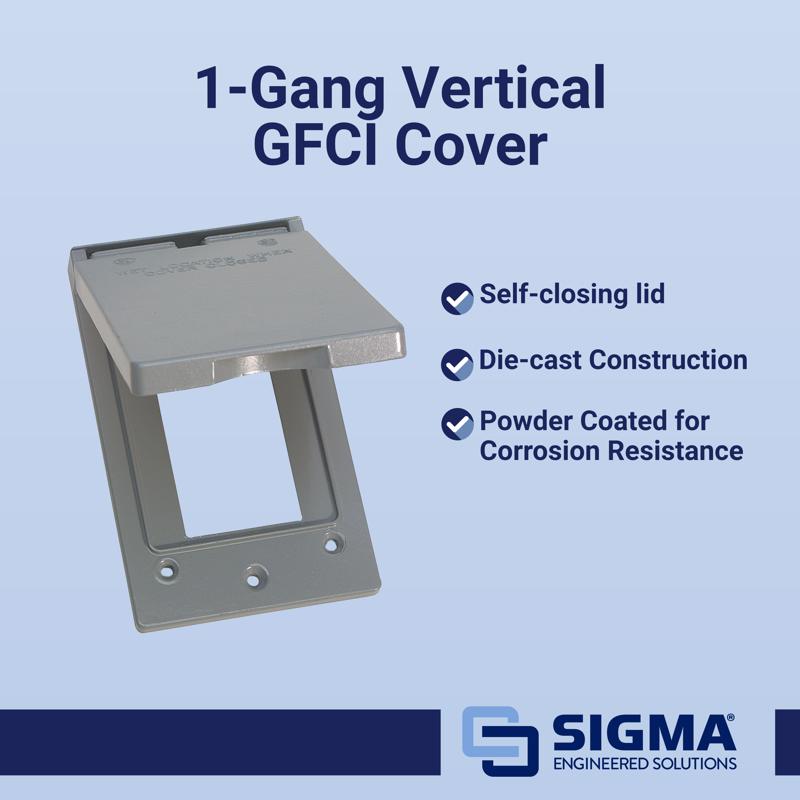 Sigma Electric Rectangle Die-Cast Metal 1 gang 4.57 in. H X 2.83 in. W Vertical GFCI Cover