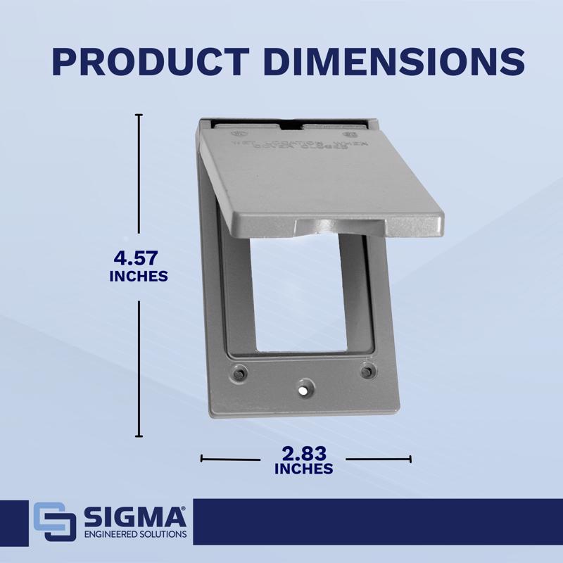 Sigma Electric Rectangle Die-Cast Metal 1 gang 4.57 in. H X 2.83 in. W Vertical GFCI Cover