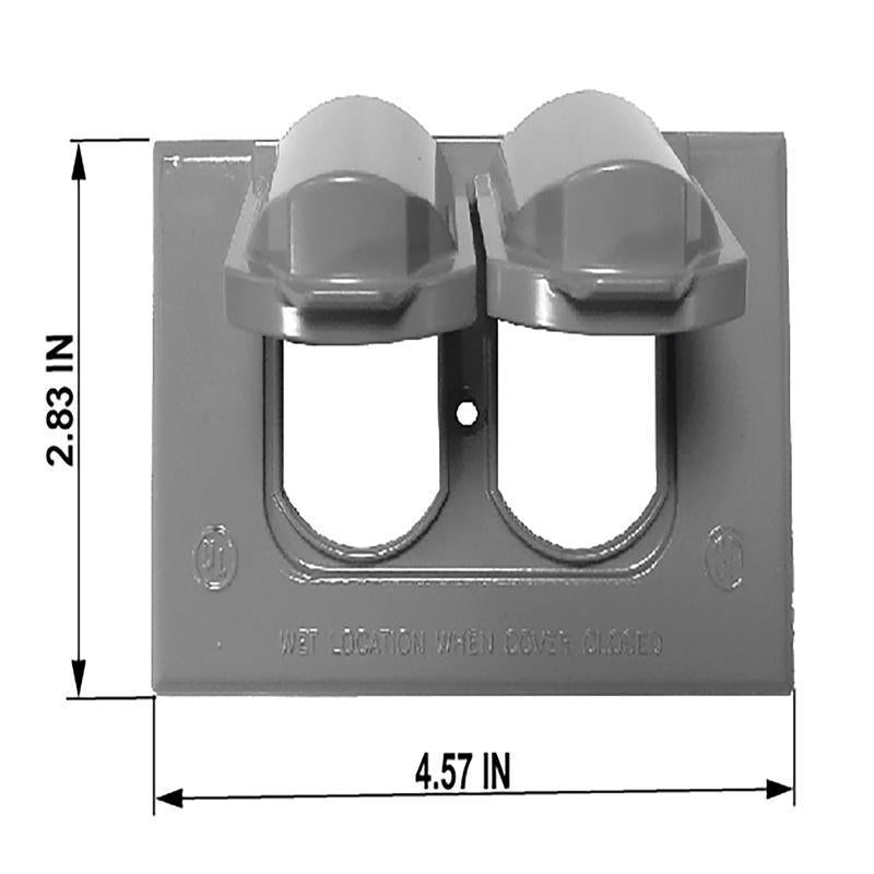 Sigma Electric Rectangle Die-Cast Metal 1 gang 2.83 in. H X 4.57 in. W Horizontal Duplex Cover