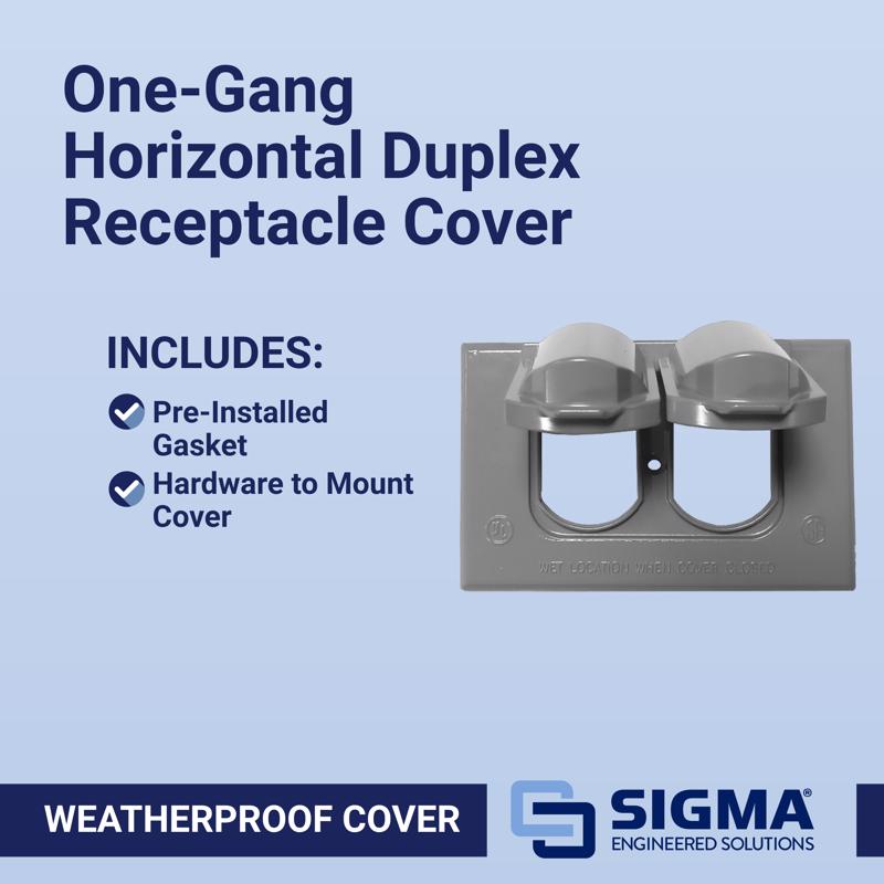 Sigma Electric Rectangle Die-Cast Metal 1 gang 2.83 in. H X 4.57 in. W Horizontal Duplex Cover