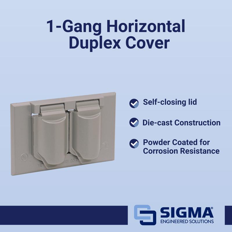 Sigma Electric Rectangle Die-Cast Metal 1 gang 2.83 in. H X 4.57 in. W Horizontal Duplex Cover